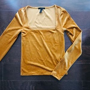 Mustard Velvet Square Neck Top - NWOT